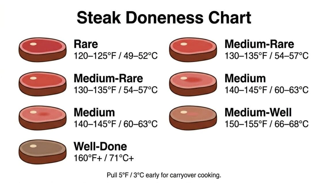 what are the temperatures for steak doneness