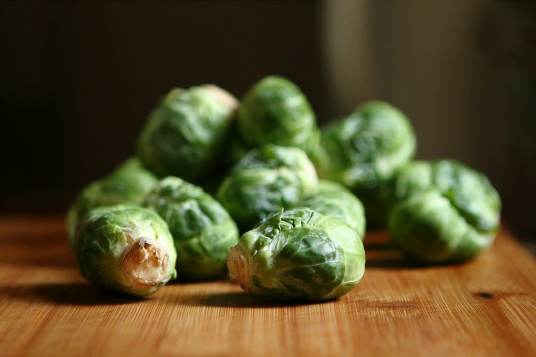 Fresh Brussels sprouts before roasting