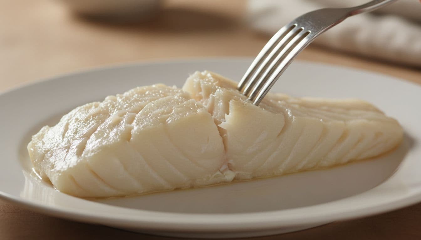 Illustration of cooked cod fillet flake test