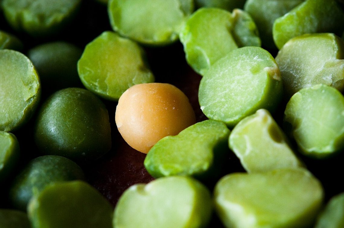 Close-up of dried green split peas for slow cooker split pea soup without ham