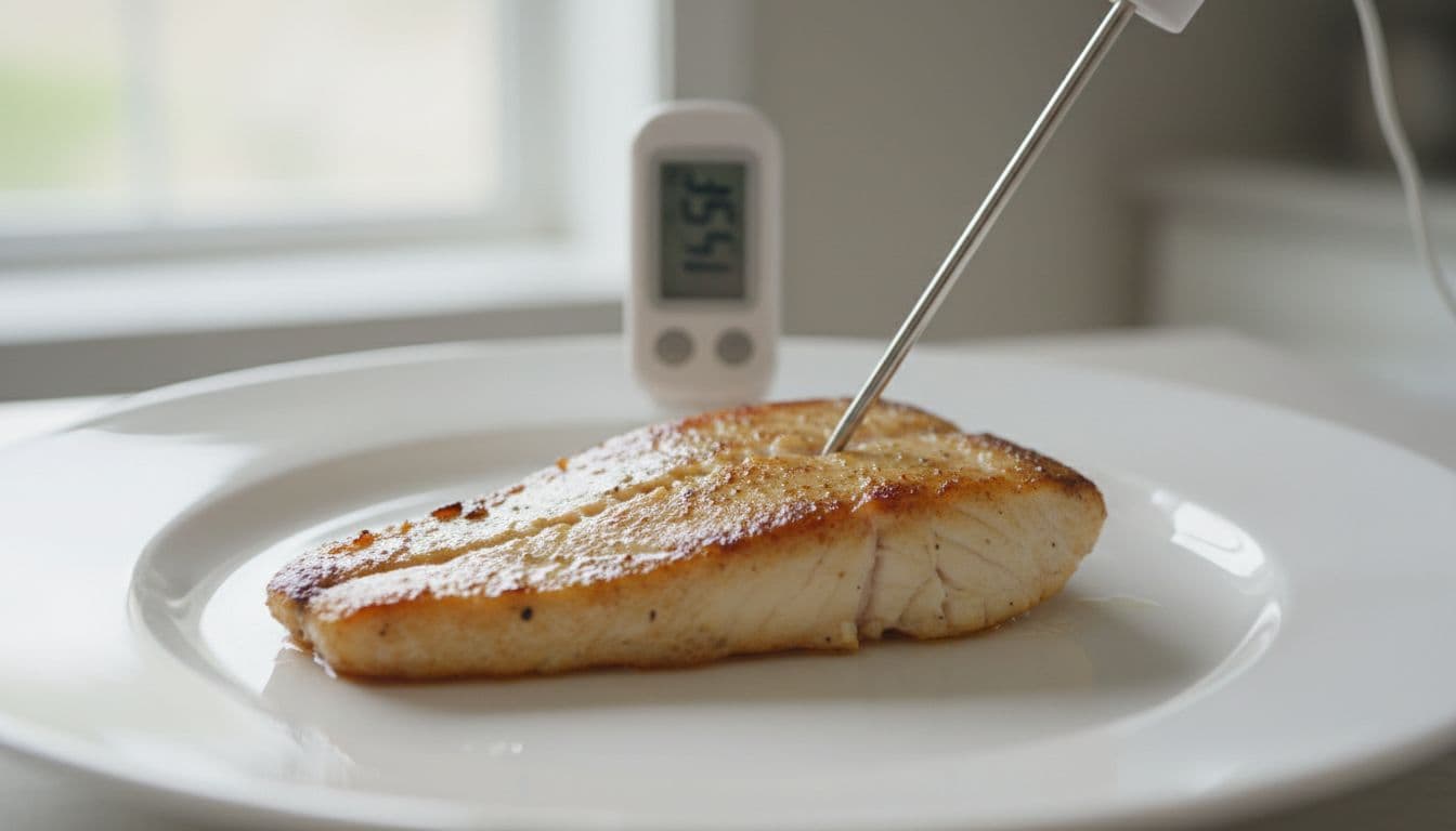 Illustration of mahi mahi fillet thermometer 145f
