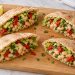 Pita halves filled with white beans, chopped roasted red peppers, parsley and crisp romaine.