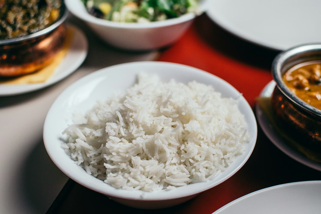White rice on a plate, an ingredient reference for canned lentil rice skillet