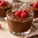 dessert dairy free gluten free: chocolate pudding cups topped with fresh raspberries