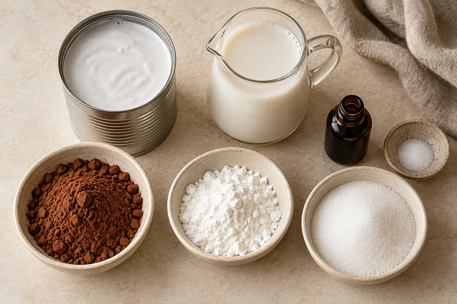 dessert dairy free gluten free ingredients: coconut milk, plant milk, cocoa, sugar, cornstarch, vanilla and salt